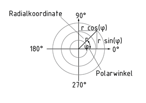 Radialkoordinate und Winkelkoordinate